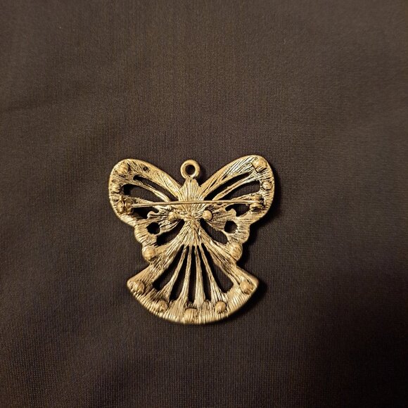 Vintage Silver Angel Brooch or Pendant With Iridescent Rhinestones - Picture 2 of 5